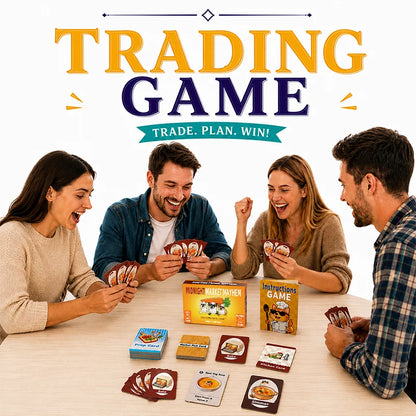 Trading Strategy Card Game for 2-6 Players, Food Theme Game with Open Trades, Secret Market Picks, Price Changes, Team Sets