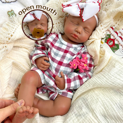 Handmade 50CM Silicone Reborn Baby Sleeping Loulou Lifelike Skin Details 1:1 Weight Real Touch Early Education Play Doll