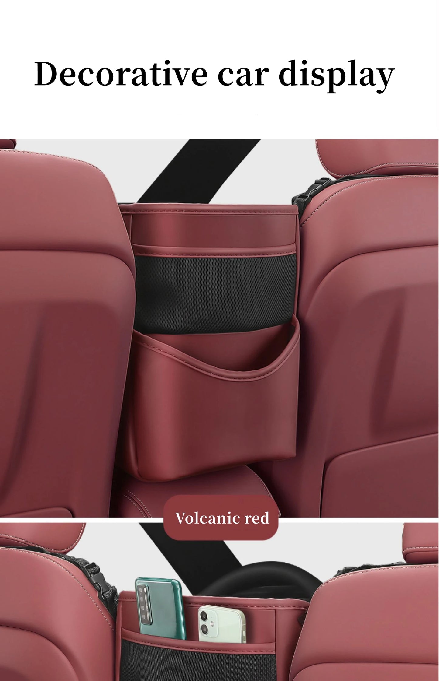 Car Seat Middle Hanger Storage Bag PU Leather Universal Car Seat Gap Organizer Hanging Handbag Holder Net Pocket Stowing Tidying