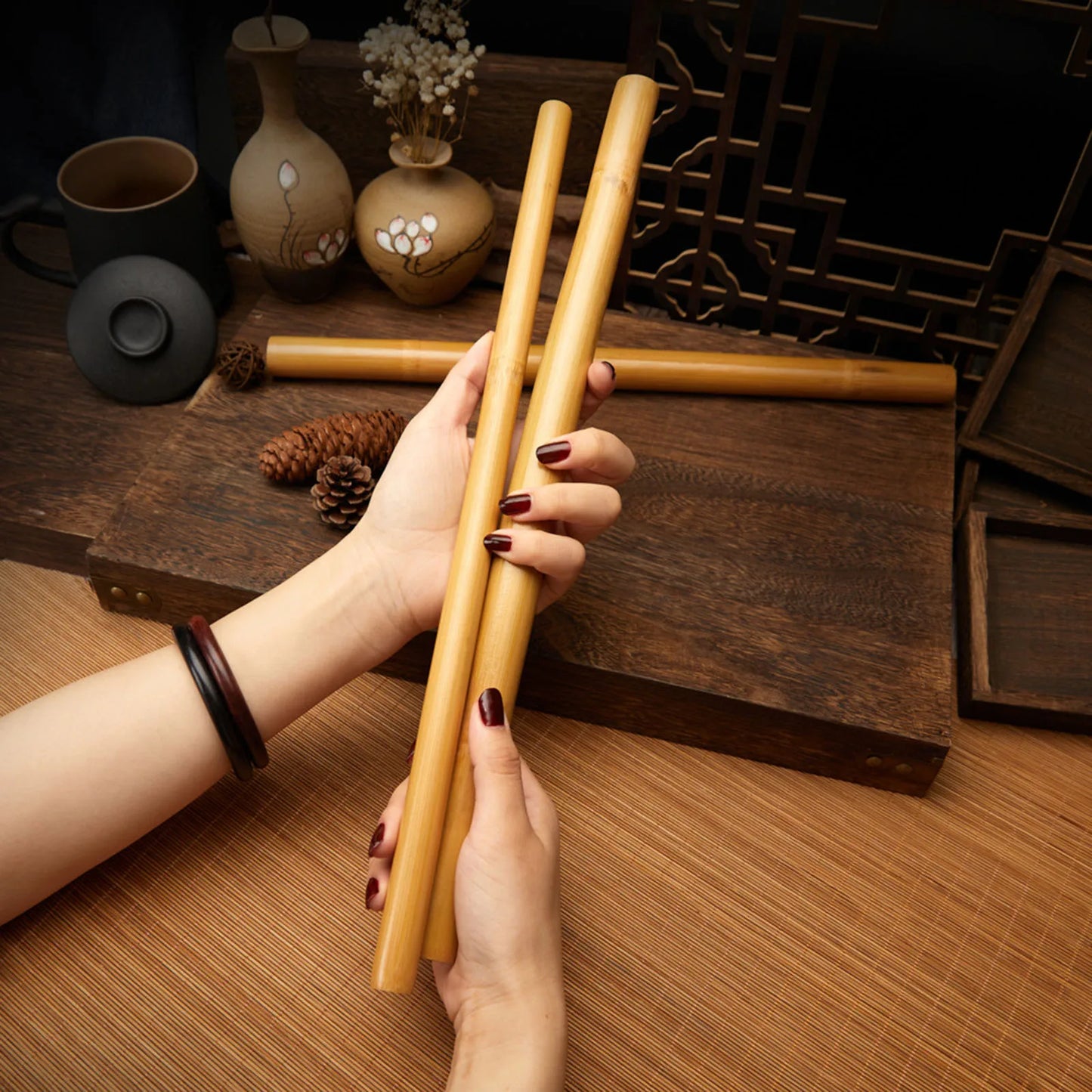 Bamboo Massage Sticks Massage Gua Sha Tools 60cm Portable Arms Shoulder Muscle Relaxation Full Body Beauty Shaping Accessory