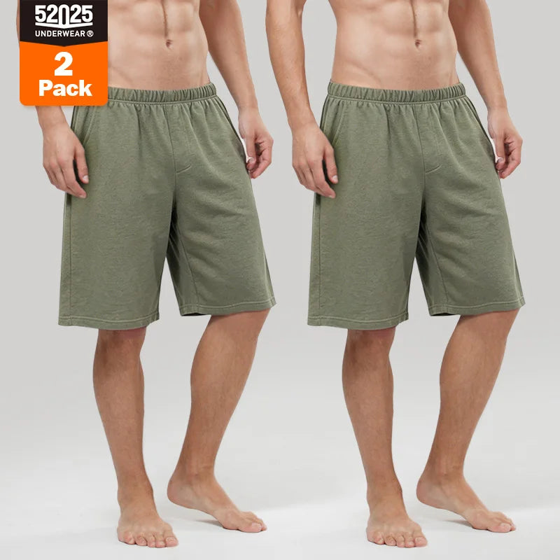 52025 Men's 100% Cotton Pajama Shorts – Relaxed Fit Lounge Shorts with Side Pockets and Breathable All-Day Comfort