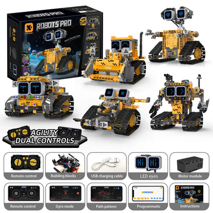 MOC 373PCS 5-in-1 Electric RC Wall Climbing Robot Model Building Blocks Set Children's Creative Puzzle Toy Gift Bulldozer Design
