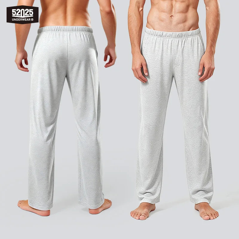 52025 Men's 100% Cotton Pajama Lounge Pants (2-Pack) – Relaxed Fit, Side Pockets and Breathable Everyday Comfort