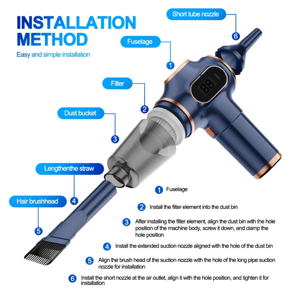 Car Vacuum Cleaner 980000PA Wireless Portable Cleaning Machine 120W Powerful Mini Handheld Cleaner For Subaru All Models
