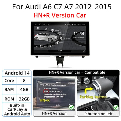 Android 14 Carplay Car Multimedia Player For Audi A6 C7 A7 2012~2018 Touch Screen 4G Music Stereo GPS Navi 8+256GB Auto Radio