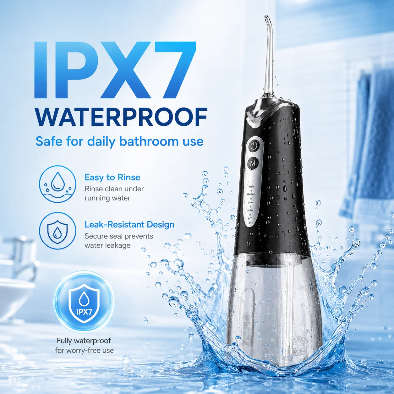 Portable Wireless Water Flosser 300ml Oral Irrigator 5 Modes 4 Nozzles IPX7 Waterproof Deep Cleaning Of the Mouth And Teeth New