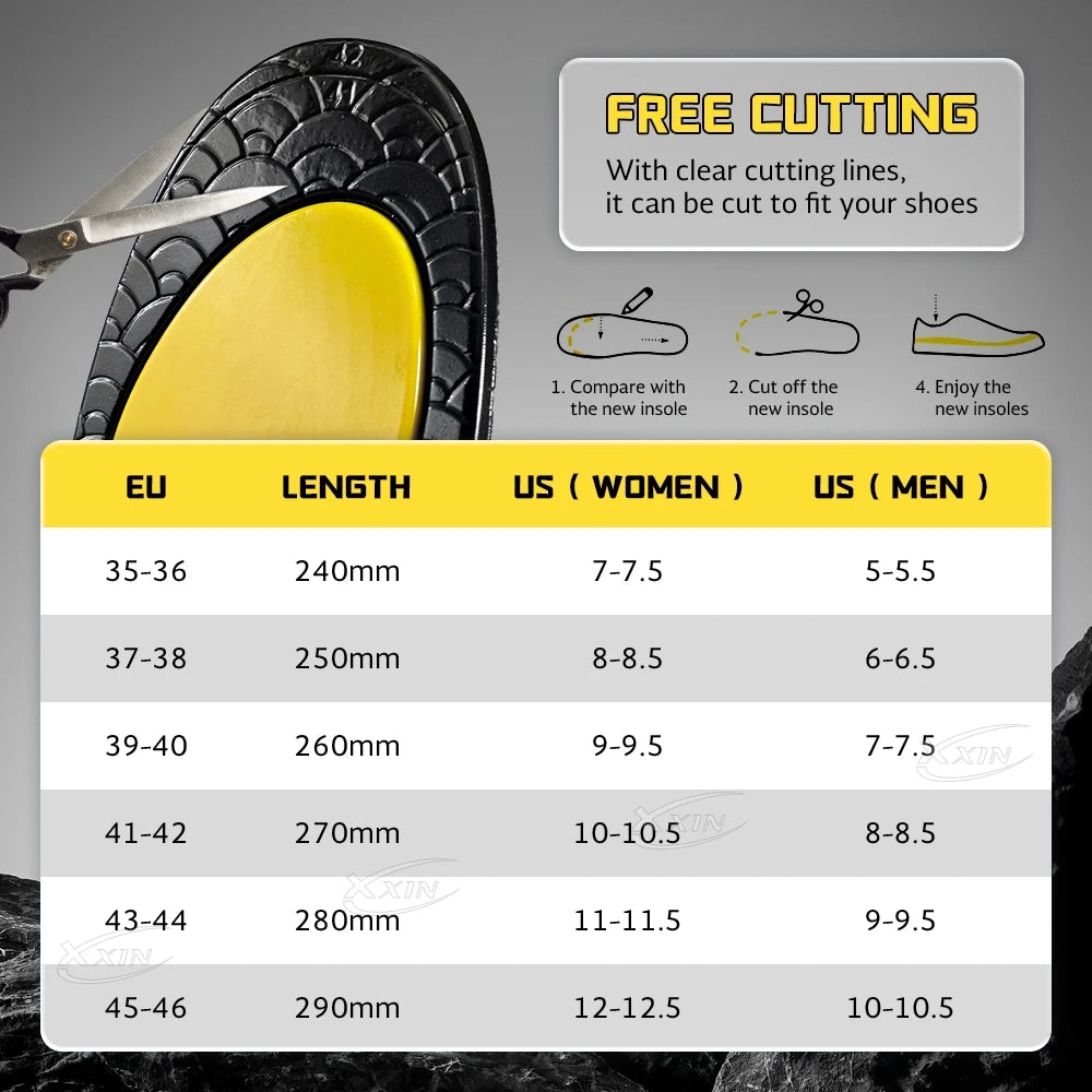 【xxin】Carbon Fiber Shell Heel Insole Poron Arch Support Insoles Pain Relief Shock Absorption Shoes Pad