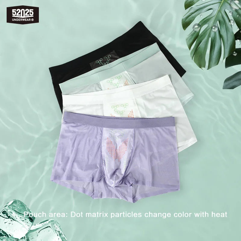 52025 Men's Ultra-Thin Boxers (3-Pack) – Feather-Light Ice-Silk Fabric, Color-Changing Pouch and Weightless Second-Skin Comfort