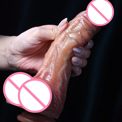 Super Realistic Dildo Sliding Foreskin Penis Penetration Anal Sex Toys Flexible Dick Dildos Sexy Adult Female Masturbation Toys