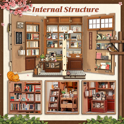 CUTEBEE Book Nook Kit DIY Doll House Bookshelf Insert 3D Wooden Puzzle Miniature Room Decor Amazing Gift for Antique Bookery
