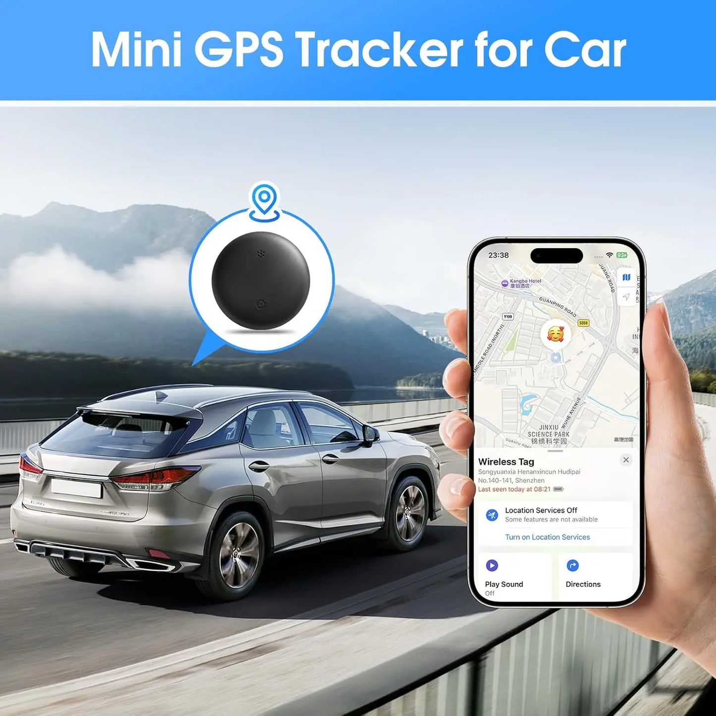 Magnetic GPS Tracker Real Time Tracking Device, Strong Magnet Anti Theft Car Locator for Vehicle Motorcycle Bike Truck Trailer