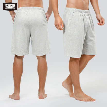 52025 Men's 100% Cotton Pajama Shorts (2-Pack) – Relaxed Fit Lounge Shorts with Side Pockets and Breathable All-Day Comfort