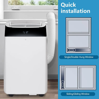 14000 BTU Portable Air Conditioner 3-in-1 AC Unit Cool Dehumidifier Fan Mode for Rooms Up to 750 Sq.ft White Portable AC with LED Display Remote Control 24H Timer Complete Exhaust Hose & Window Kit Included