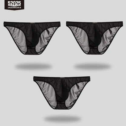 52025 Men's Ultra-Light Mini Briefs – Semi-Transparent, Silky-Soft Nylon, 3D Anatomical Pouch and Barely-There Comfort