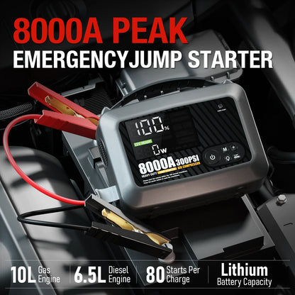 8000A Professional Heavy Duty Car Jump Starter Powerful Car 12V Car Battery Starter Booster Starting Device