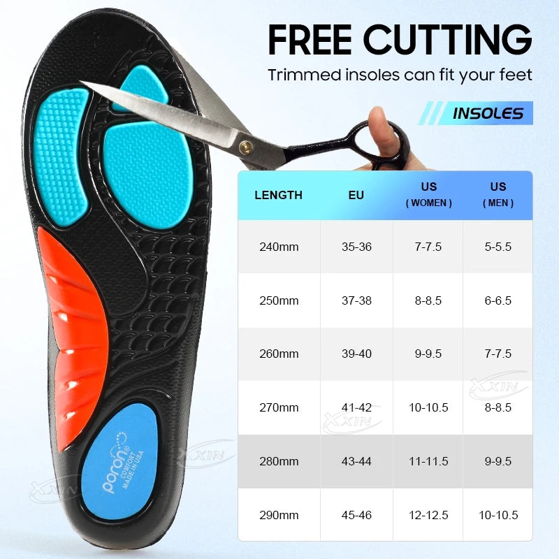 【Xxin】Arch Support Shoe Insoles Sport Poron Shock Absorption Insole Flat Feet Shoes Pad Heel Pain Relief