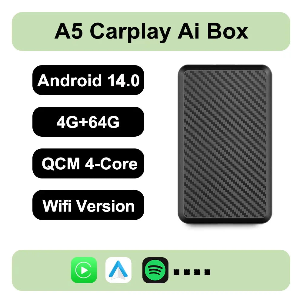 Smart 2in1 CarPlay Android Auto Adapter, Universal Mini Wireless Dongle for Car Entertainment System, Plug and Play Upgrade Wire