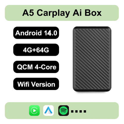 Smart 2in1 CarPlay Android Auto Adapter, Universal Mini Wireless Dongle for Car Entertainment System, Plug and Play Upgrade Wire