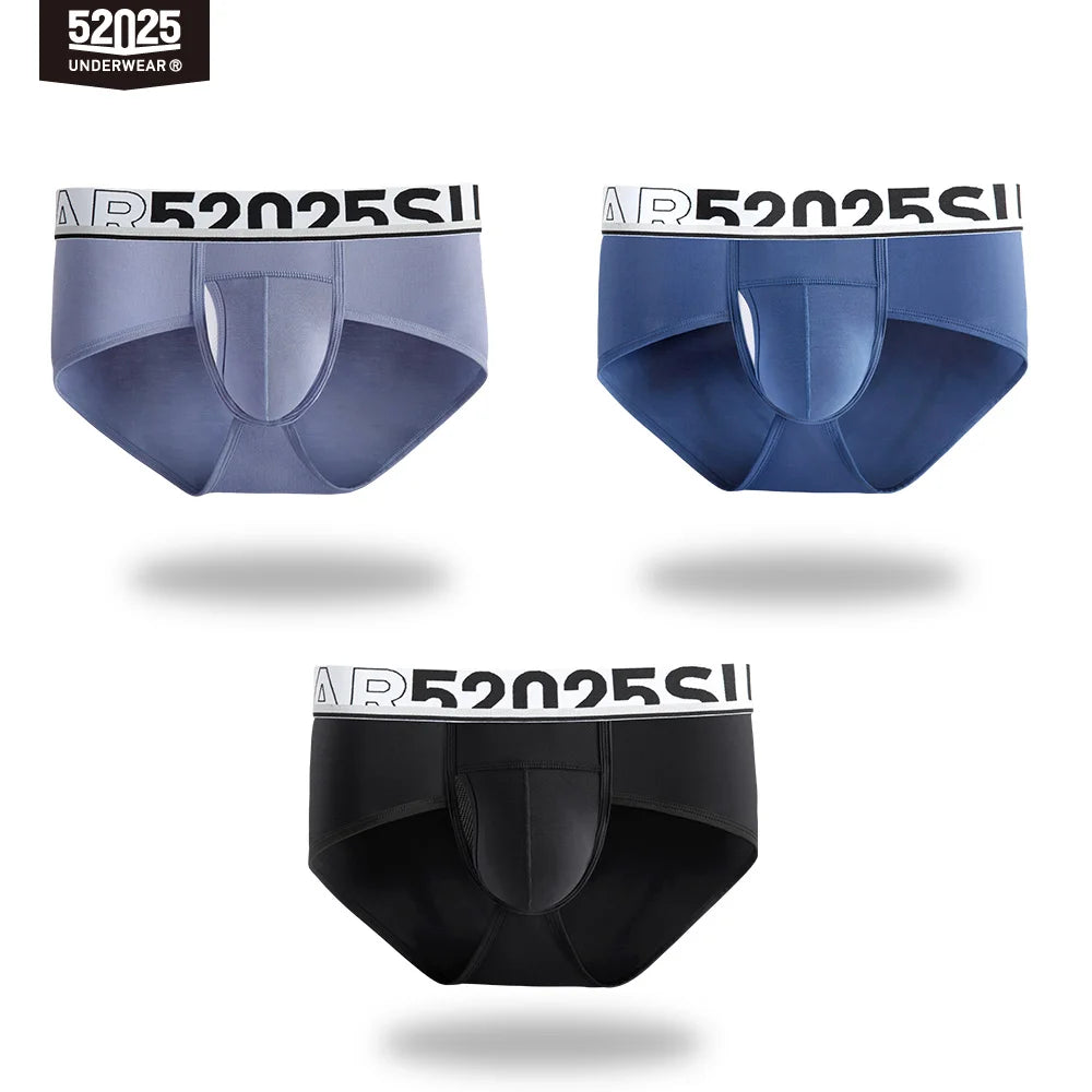 52025 Men's Dual Pouch Briefs – Ultra-Soft Modal, Patented Separation Pouch with Silk Mesh Support and Breathable Comfort