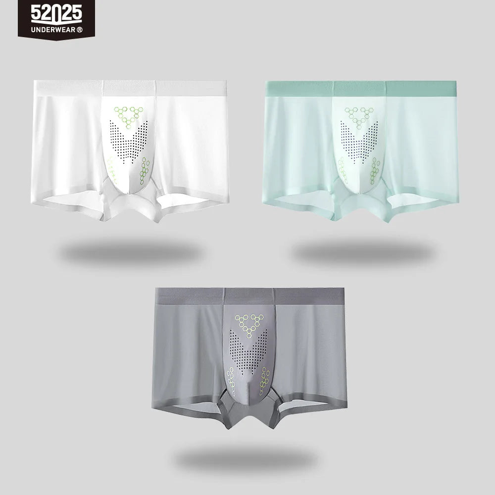 52025 Men's Ultra-Thin Boxers (3-Pack) – Feather-Light Ice-Silk Fabric, Color-Changing Pouch and Weightless Second-Skin Comfort