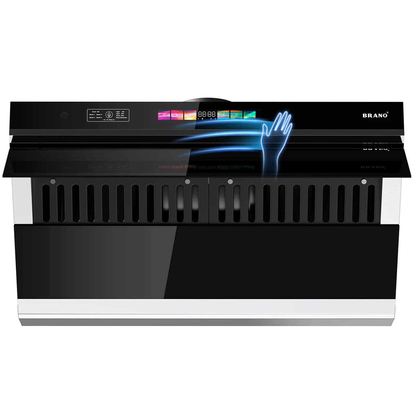 BRANO 36 inch 900 CFM Under Cabinet Range Hood Kitchen Hood with 4 LED Lights and Charcoal Filter, Voice/Gesture/Touch Control
