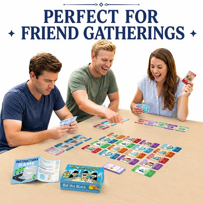 Bid the Block Real Estate Card Game for 2-6 Players, Secret Bidding, Property Cards, Contract Matching, Combo Deals, Ages 14+