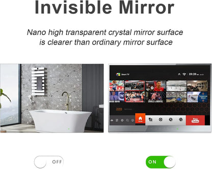 Souria 22 inches Touchscreen Android Smart Mirror LED Television for Bathroom SPA FHD DTV Tuner DVB ATSC Kitchen