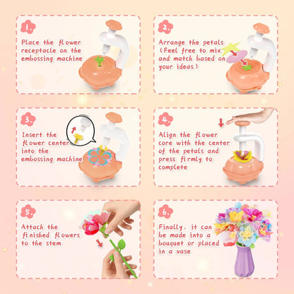 DIY Fabric Flower Bouquet Craft Kit for Kids - Handmade Girls Educational Toy Market Simulation Birthday Gift Creative Playset
