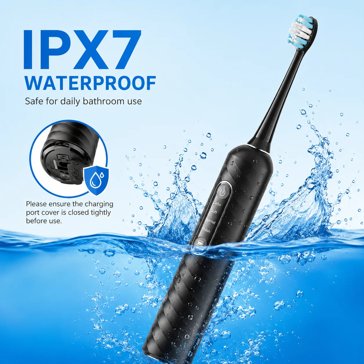 3 in 1 Electric Toothbrush With Water Flosser Cleaning Kit with 7 Modes IPX7 Waterproof Teeth Cleaner For Travel and Home