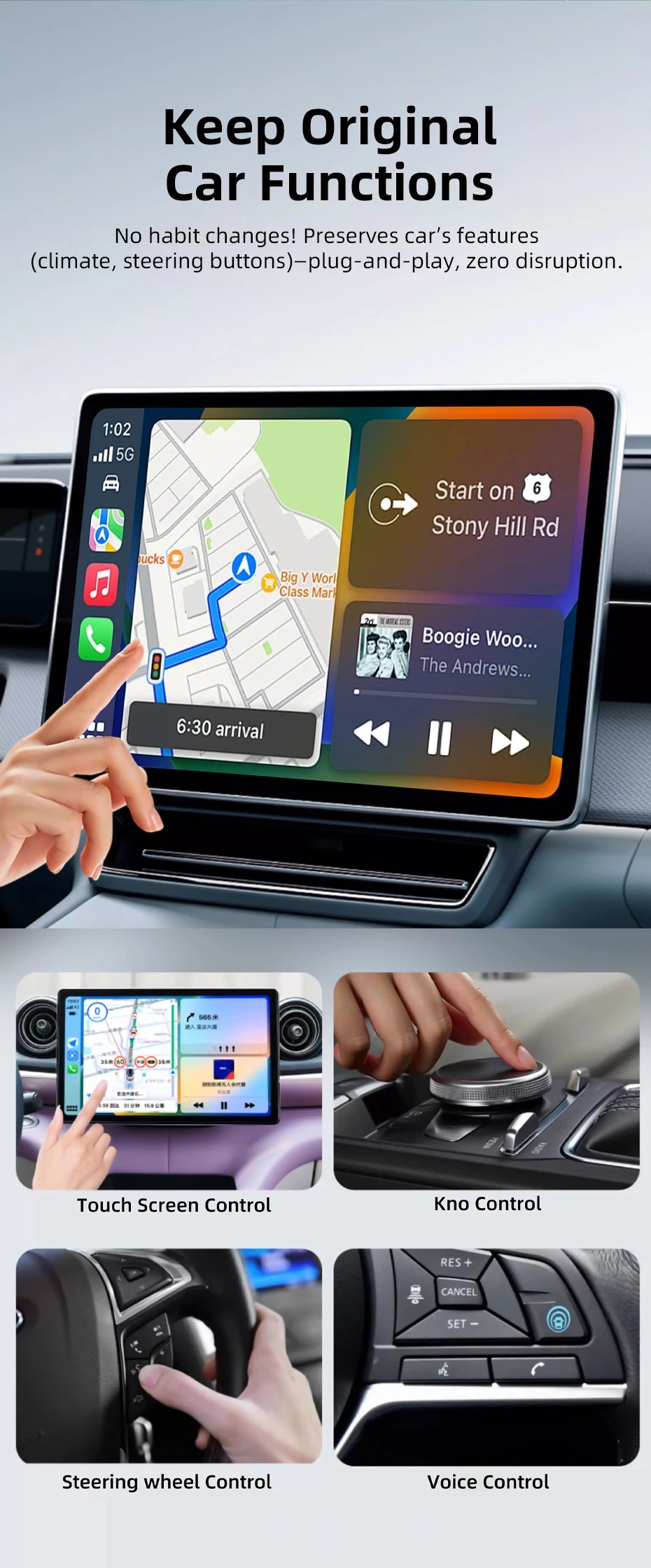 2-in-1 Wireless CarPlay Adapter Plug-and-Play for iPhone 6 and Android 11 above Auto Adapter with USB/USB-C Port Car Accessory