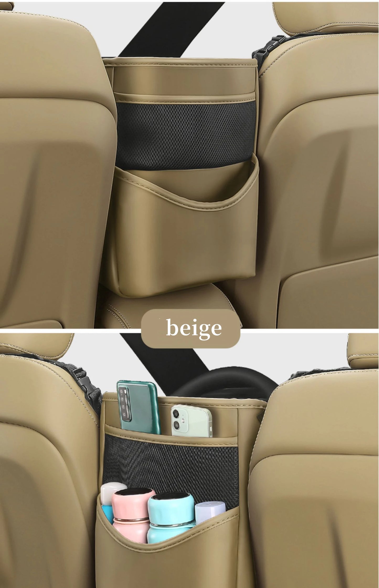 Car Seat Middle Hanger Storage Bag PU Leather Universal Car Seat Gap Organizer Hanging Handbag Holder Net Pocket Stowing Tidying