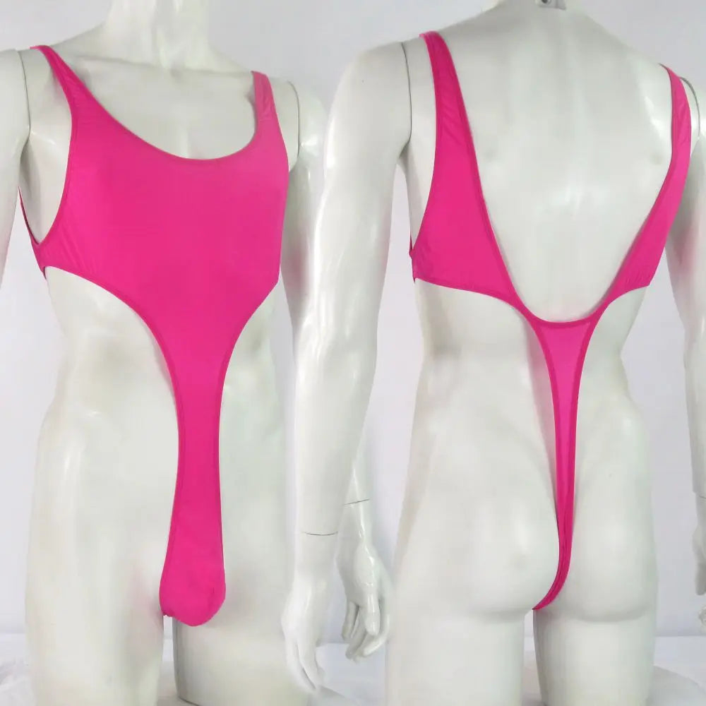 Mens G5672 bodysuit Thong Leotard High Cut Deep U Back Nylon spandex soft thin jersey semi c-thru
