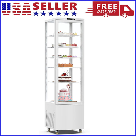 Commercial Refrigerator Display Case, Commercial Cake Refrigerator, Double-Layered Glass Fridge Bakery Cooler Interior LED Light