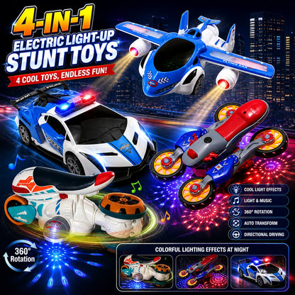 Children's Electric Toy Car，360Rotating Blue Police Car，Cool lights with music，Perfect Holiday Gift（Does not include batteries）