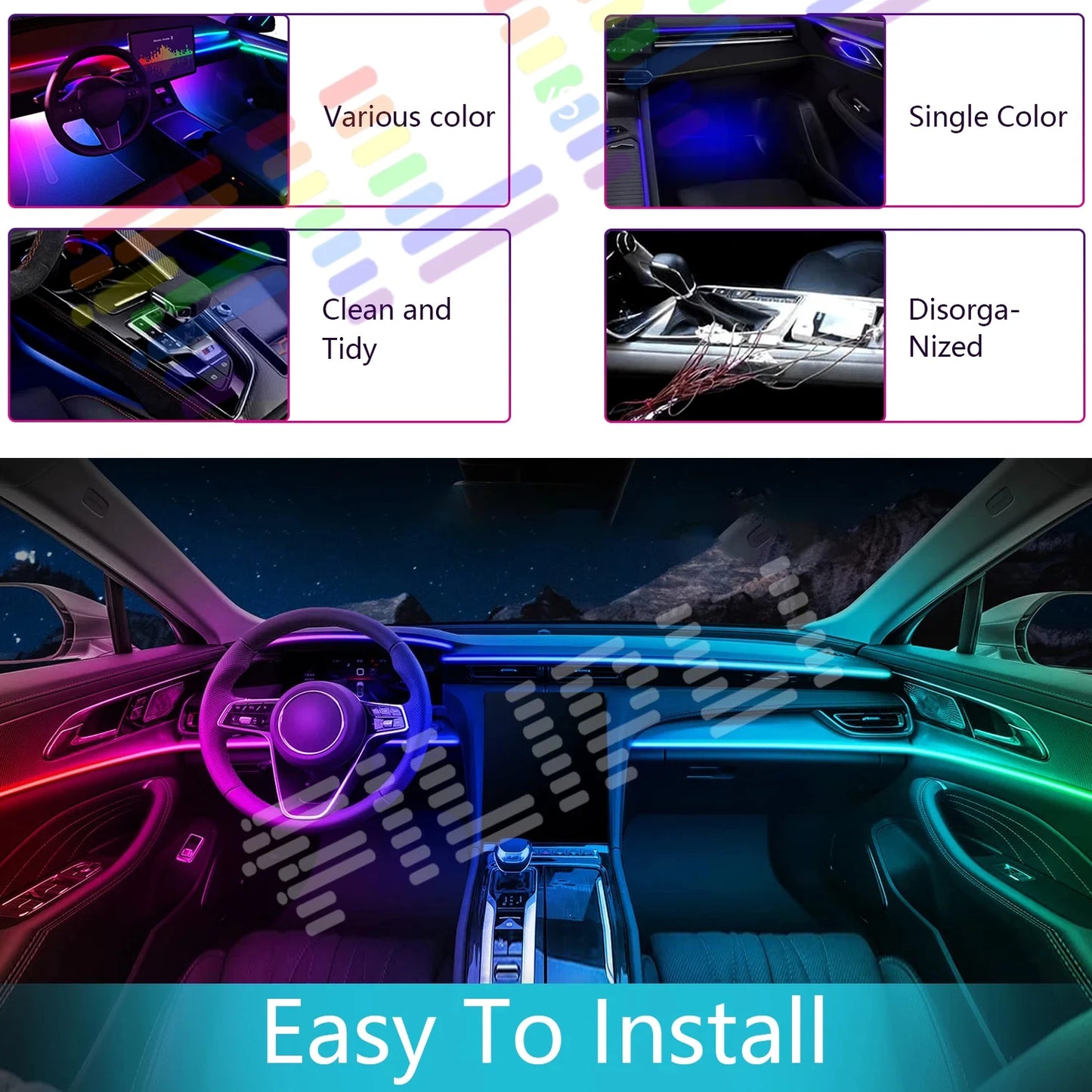 22 In 1 Car Ambient Lights RGB 64 Colors LED Interior For BMW F10 F11 F20 F30 G01 G02 G05 E36 E39 E60 E87 E90 E91 E92 X3 X4 X5