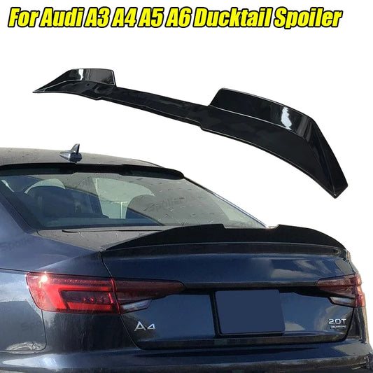 For Audi Accessories A3 8P A4 B8 B9 A5 A6 C6 Car Rear Trunk High Kick Ducktail Boot Spoiler Wing Universal 3PCs Gloss Black