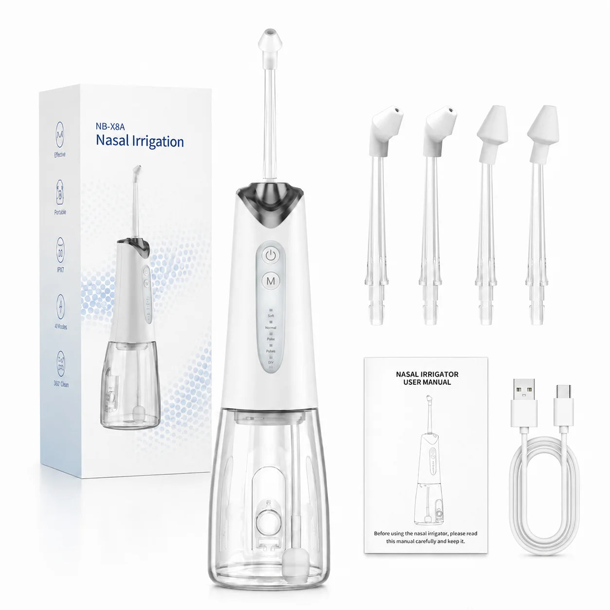 Electric Nasal Irrigation System Sinus Rinse Machine With 300ml Water  Nose Cleaner IPX7 Type C Charging For Daily Nasal Care