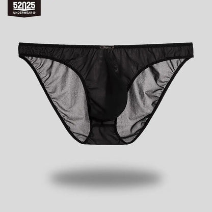 52025 Men's Ultra-Light Mini Briefs – Semi-Transparent, Silky-Soft Nylon, 3D Anatomical Pouch and Barely-There Comfort