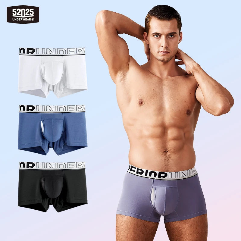 52025 Men's Dual Pouch Boxers – Ultra-Soft Modal, Patented Separation Pouch with Silk Mesh Support and Breathable Comfort