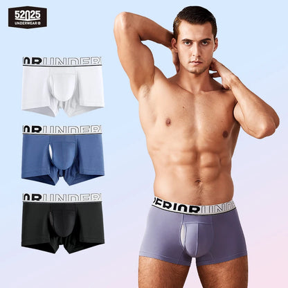 52025 Men's Dual Pouch Boxers – Ultra-Soft Modal, Patented Separation Pouch with Silk Mesh Support and Breathable Comfort