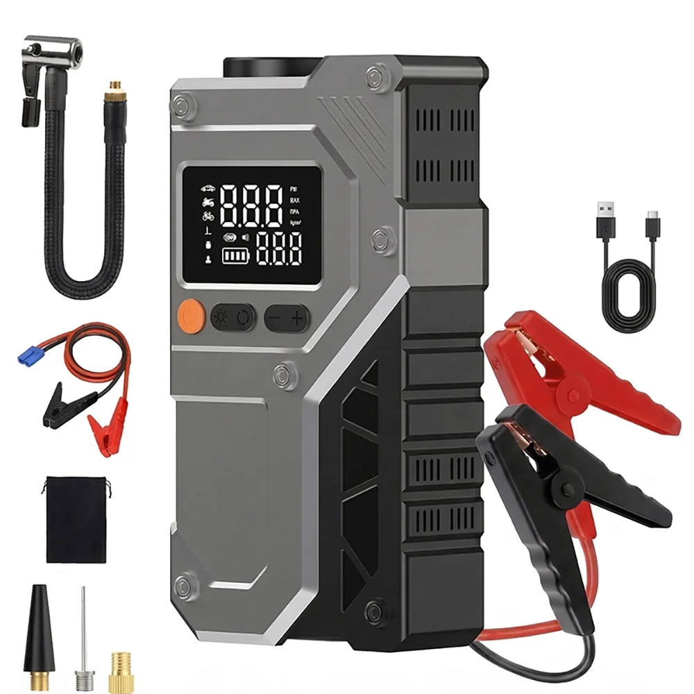 Car Jump Starter with 150PSI Tire Inflator, 6000mAh Battery Booster, Digital Air Compressor, LED Light for Cars SUVs Trucks