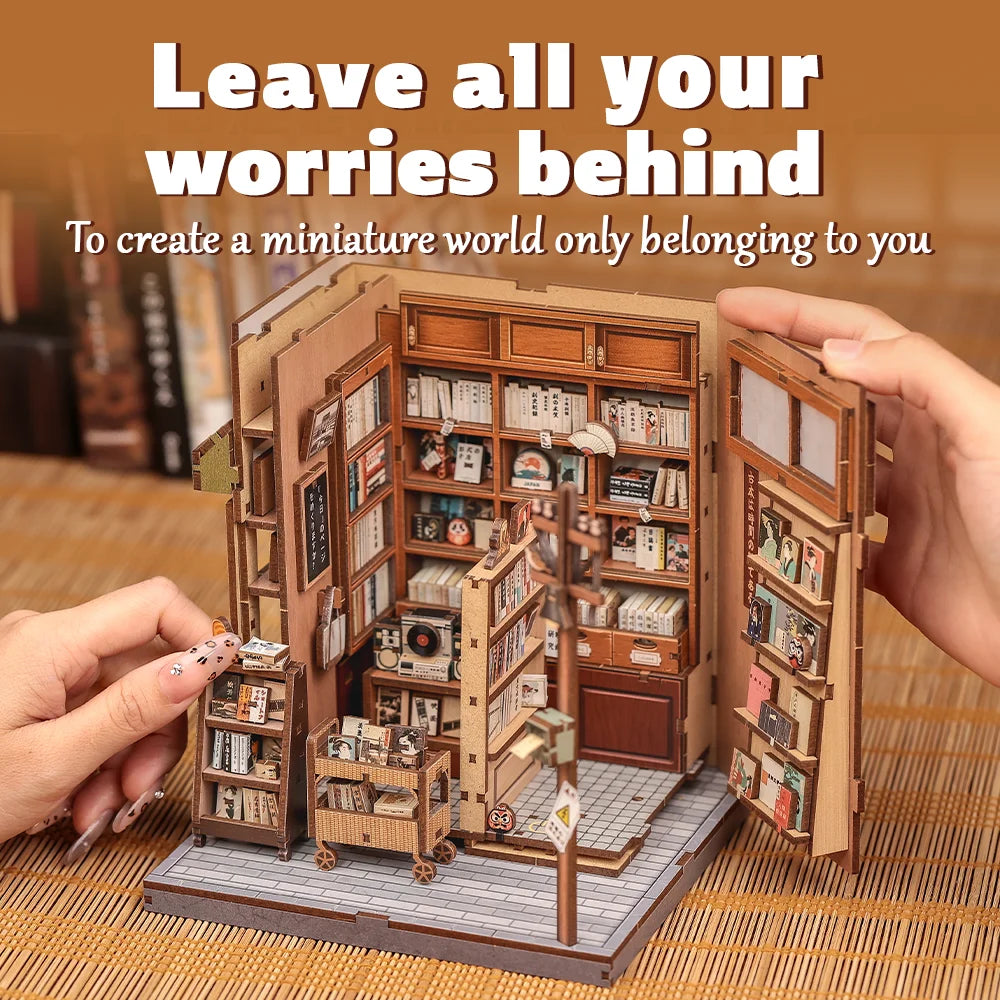 CUTEBEE Book Nook Kit DIY Doll House Bookshelf Insert 3D Wooden Puzzle Miniature Room Decor Amazing Gift for Antique Bookery
