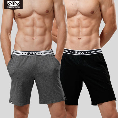 52025 Men's Cotton Modal Pajama Shorts (2-Pack) – Silky-Soft Lounge Shorts with Relaxed Fit, Side Pockets & All-Day Home Comfort