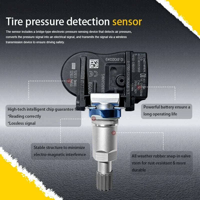 1/4PCS Tire Pressure Monitoring Sensor TPMS 529333N100 For KIA Sorento Hyundai Grand Santafe Sonata Compatible With 529332M650