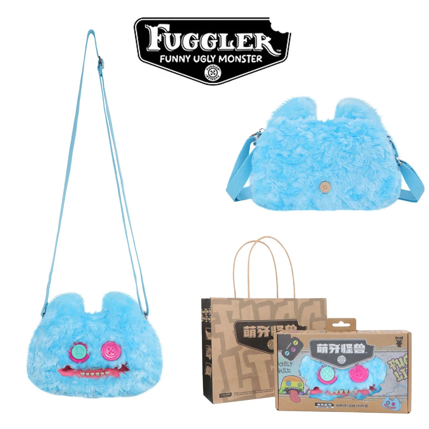 Fugglers Ugly Tooth Monster Fluffy Crossbody Bags Cute Fugg Plush Purse Shoulder Backpack Wallet Girls Boys Cartoon Animal 22CM
