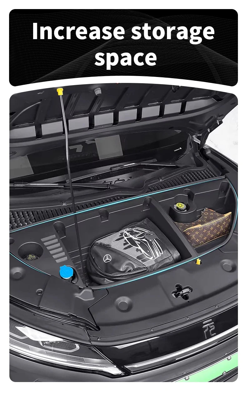 For Yuan UP Atto 2 2025 Car Front Trunk Hood Storage Box Organizer Case Large Capacity Tidy Accessories Scratch Wear-Resistant
