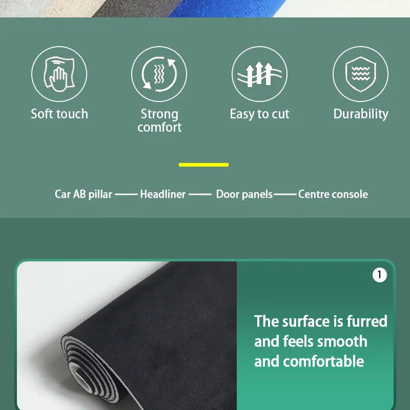 Suede Auto Headliner Material for Car Ceiling Lining Repair Car Roof Fabric Car Lining Interior 100/200/300x140cm Foam Backed