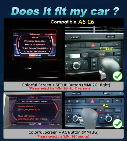 Android 14 Auto Radio CarPlay For Audi A6 C6 4f  For Audi Q7 4L 2005-2015 MMI 2G 3G GPS Car Multimedia Player Navi Stereo DSP