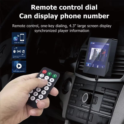 Car Audio Receiver Bluetooth FM Transmitter 4.3 Inch MP5 Player  Display Support TFcard Video Remote Control Not Touch Screen