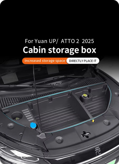 For Yuan UP Atto 2 2025 Car Front Trunk Hood Storage Box Organizer Case Large Capacity Tidy Accessories Scratch Wear-Resistant